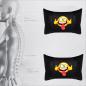 Preview: Auto Nackenkissen 20x30cm Nackenpolster Leder Schwarz mit Druck Design Smiley